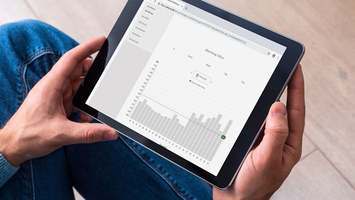 Grafisk visning af elforbrug fra OK's selvbetjening Min OK på en tablet