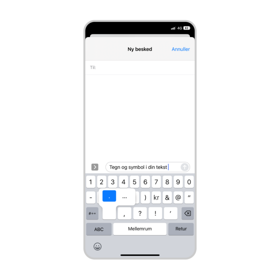 Indsæt tegn og symboler på mobiltelefonen