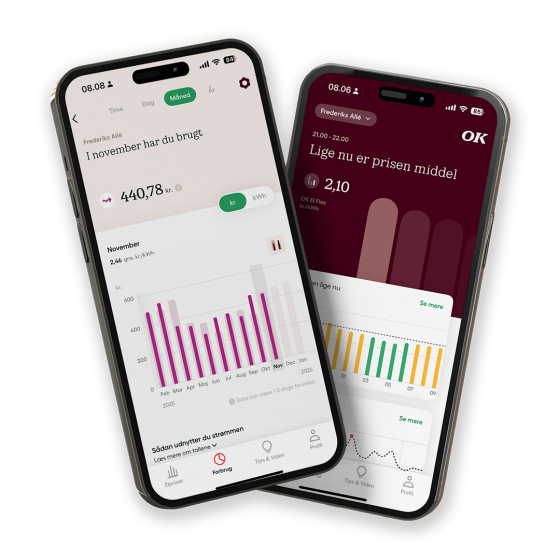 Se priser og forbrug i OK Hjem-appen