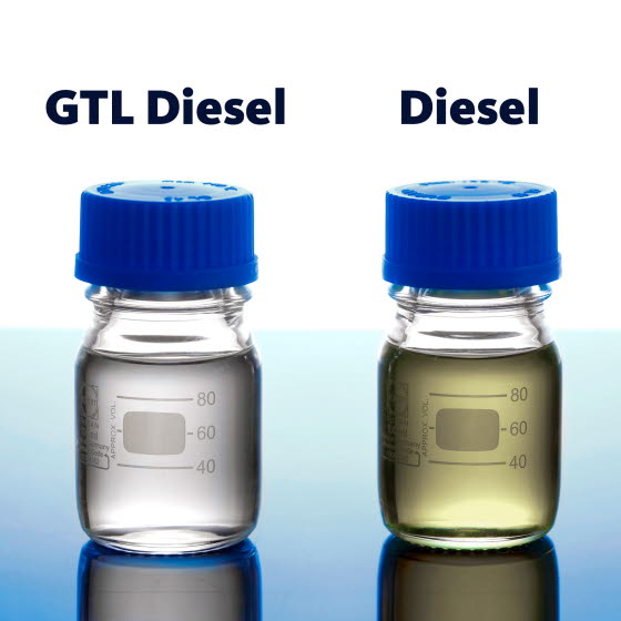 Billede af prøver af GTL Diesel og almindelig diesel 