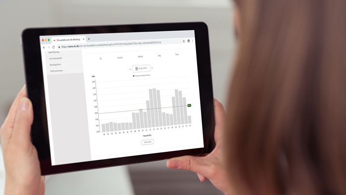 Visning af elforbrug på selvbetjeningen Min OK på en tablet