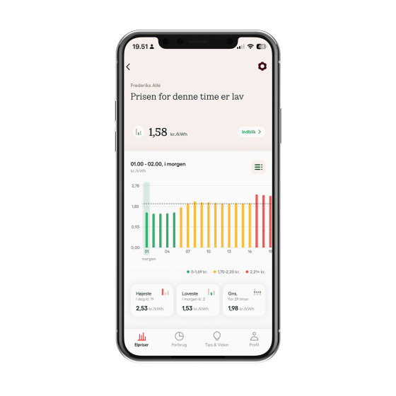 Se elpriser i OK Hjem-appen