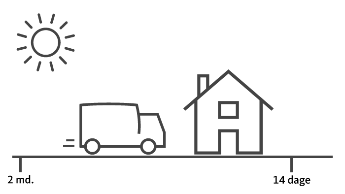 Illustration af flyttebil og hus ved indflytning
