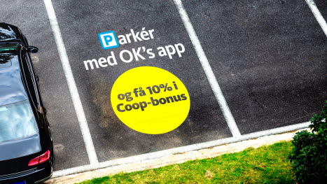Parkér med OK's app og få 10% i Coop-bonus