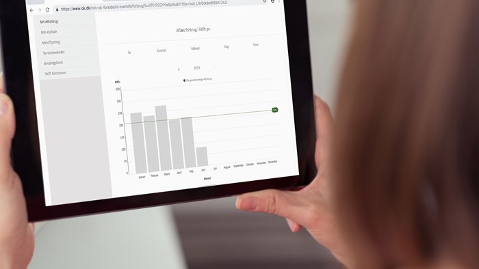 Visning af elforbrug på selvbetjeningen Min OK