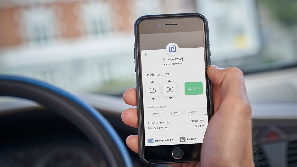 Parkering i Aarhus vist på OK-appen