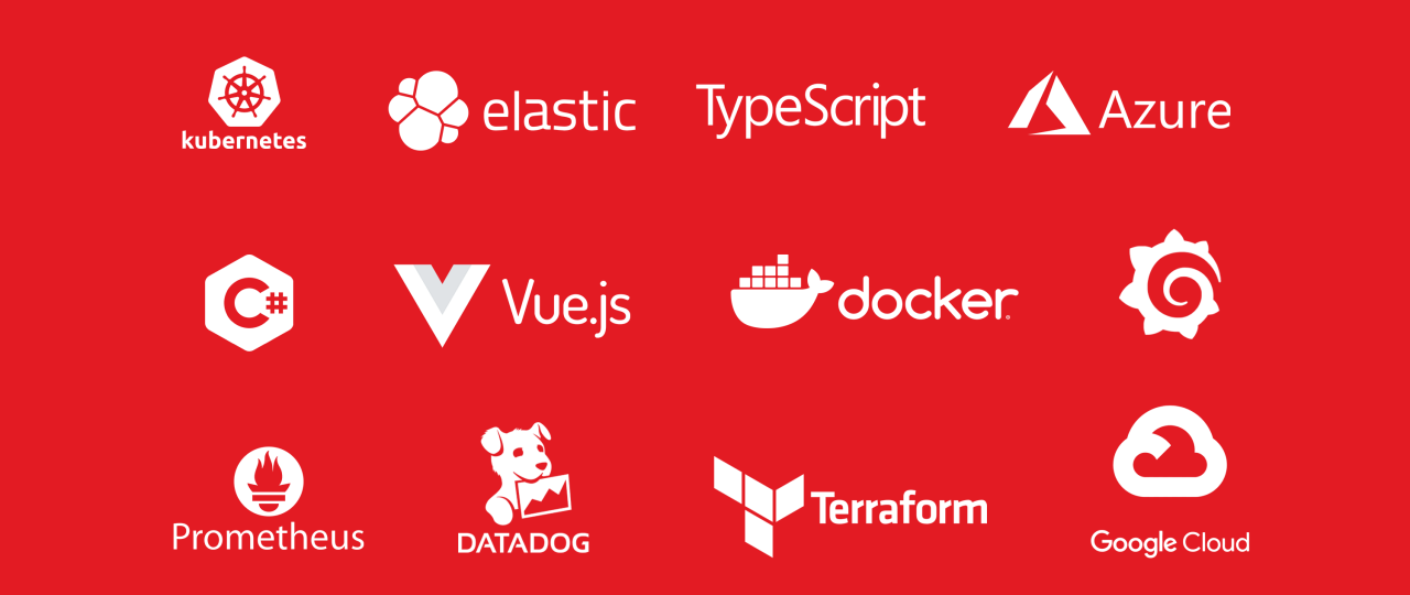 Illustration med logoer for forskellige IT-programmer