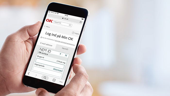 OK's selvbetjening Min OK på mobiltelefon