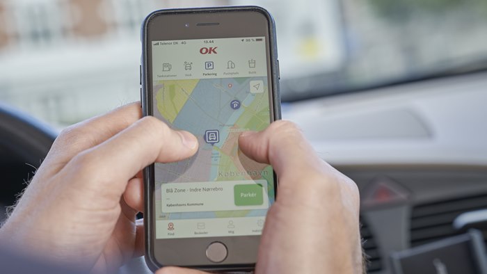 Visning af blå parkeringszone i København i OK-appen