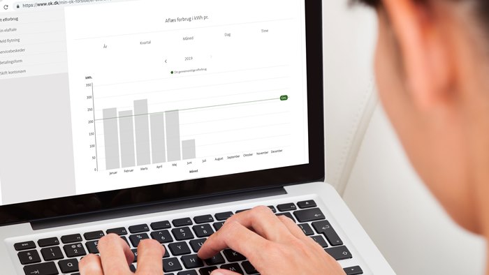 Visning af elforbrug på selvbetjeningen Min OK på en tablet