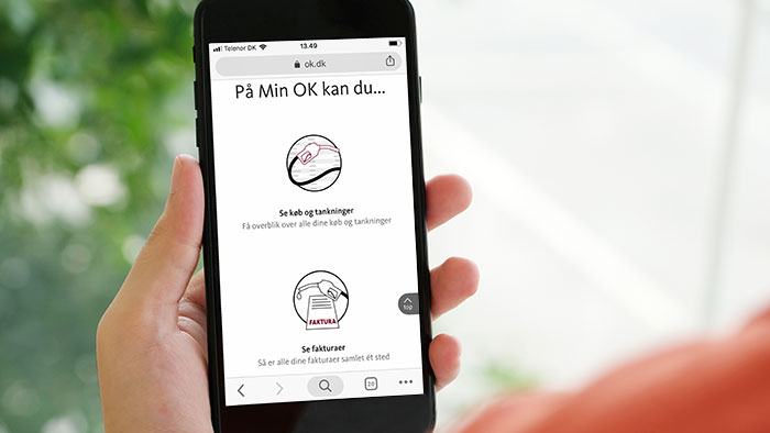 Skærmbillede af hvad du eksempelvis kan på OK's selvbetjening Min OK