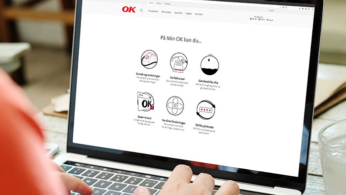 Skærmbillede af hvad du eksempelvis kan på OK's selvbetjening Min OK