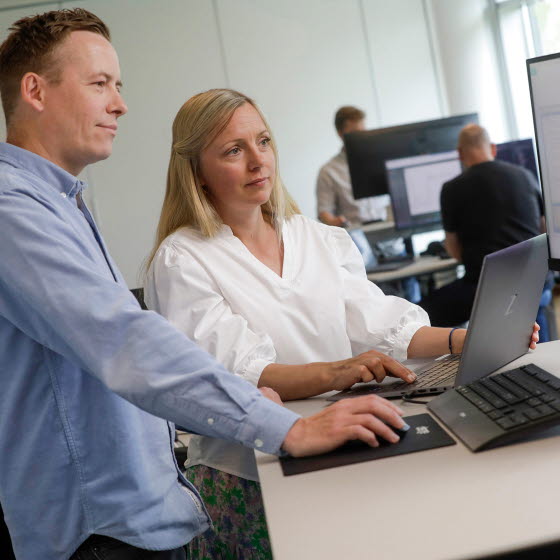 Medarbejdere foran pc