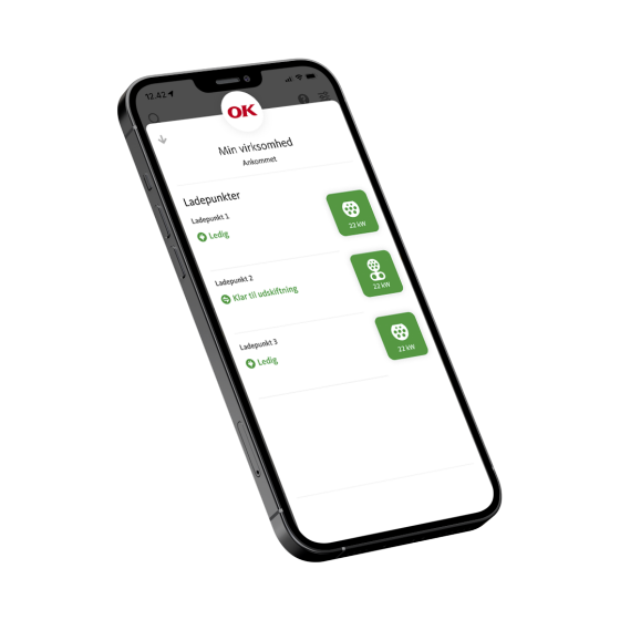 Oversigt over ladestik i OK-appen