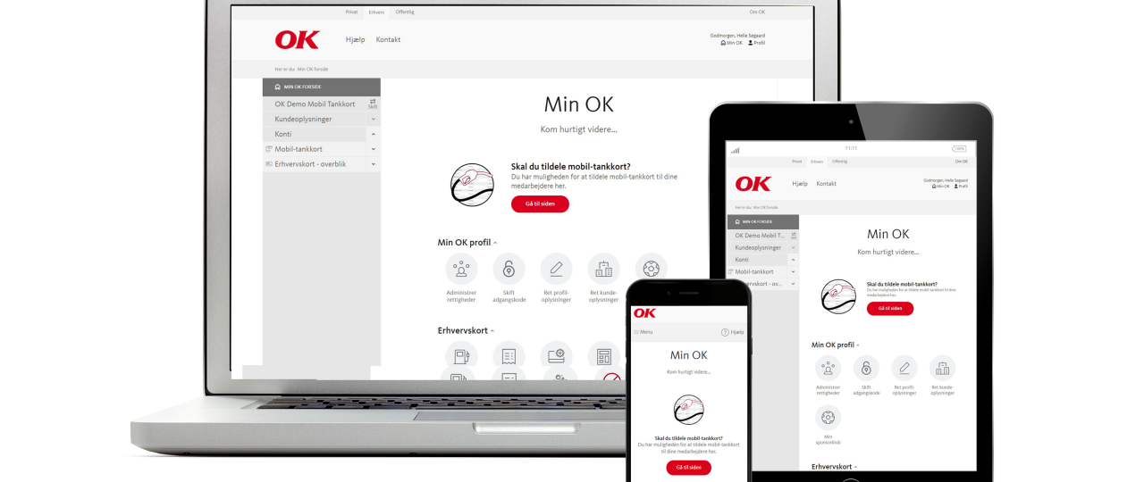 Illustration af selvbetjeningen Min OK på forskellige devices