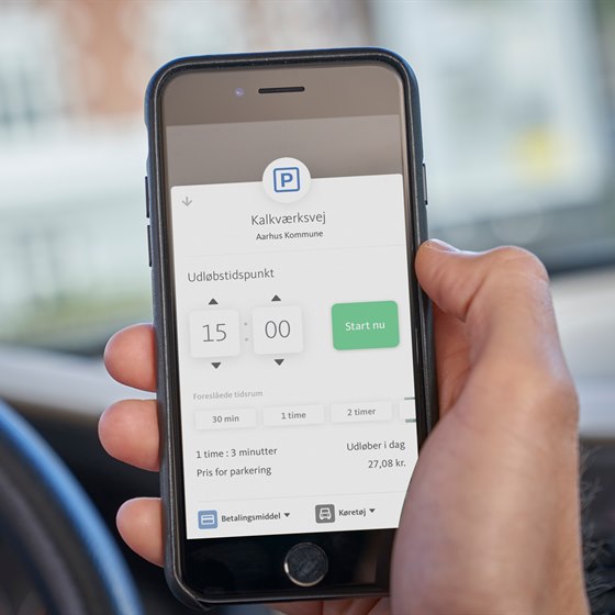 Parkering i Aarhus vist på OK-appen