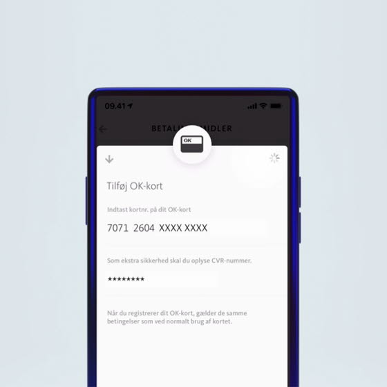Illustration af sådan tilføjer du dit kort i OK's app