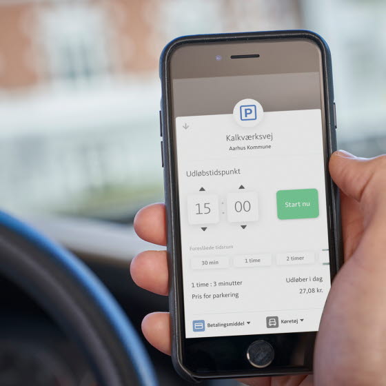 Parkering i Aarhus vist på OK-appen